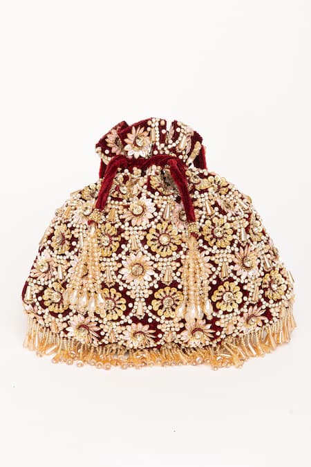Eena Oishi Floral Embroidered Potli Bag 