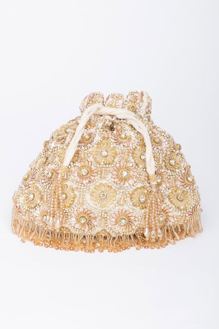 Eena Oishi Velvet Embroidered Potli Bag 