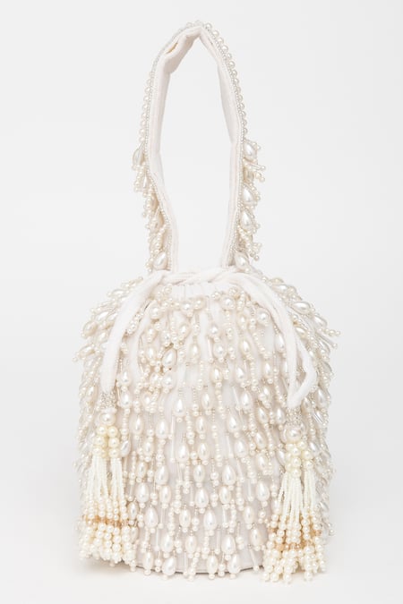Eena Veda Nalki & Bead Embroidered Bucket Bag 