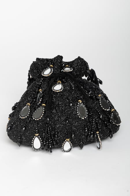 Eena Zuri Teardrop Mirror Embroidered Potli Bag 