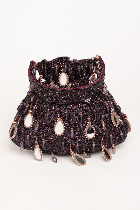Eena Purple Mirror Zuri And Crsytal Embroidered Potli Bag Online at Aza Fashions Eena_Purple Mirror Zuri And Crsytal Embroidered Potli Bag _Online_at_Aza_Fashions