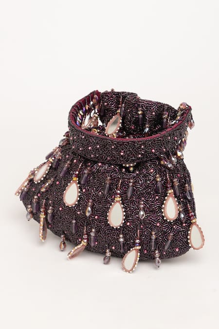 Buy Eena Purple Mirror Zuri And Crsytal Embroidered Potli Bag Online at Aza Fashions Buy_Eena_Purple Mirror Zuri And Crsytal Embroidered Potli Bag _Online_at_Aza_Fashions