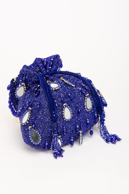 Shop Eena Blue Mirror Zuri Work Potli Bag Online at Aza Fashions Shop_Eena_Blue Mirror Zuri Work Potli Bag _Online_at_Aza_Fashions