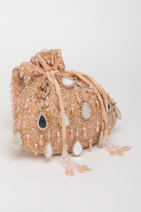 Shop_Eena_Peach Mirror Zuri Embroidered Potli Bag _Online_at_Aza_Fashions