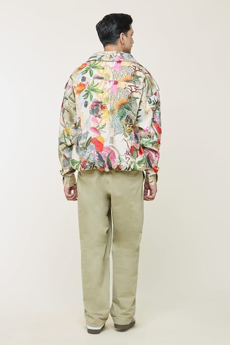 Shop Mahima Mahajan Multi Color Silk, Polyester Tropical Jungle Print Jacket at Aza Fashions Shop_Mahima Mahajan_Multi Color Silk, Polyester Tropical Jungle Print Jacket_at_Aza_Fashions