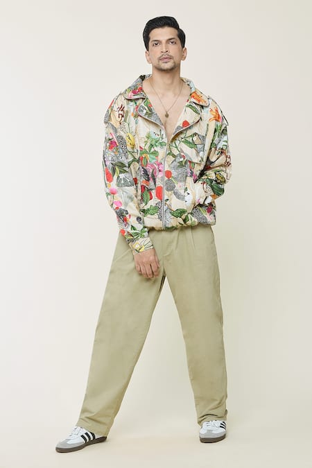 Mahima Mahajan Multi Color Silk, Polyester Tropical Jungle Print Jacket Online at Aza Fashions Mahima Mahajan_Multi Color Silk, Polyester Tropical Jungle Print Jacket_Online_at_Aza_Fashions