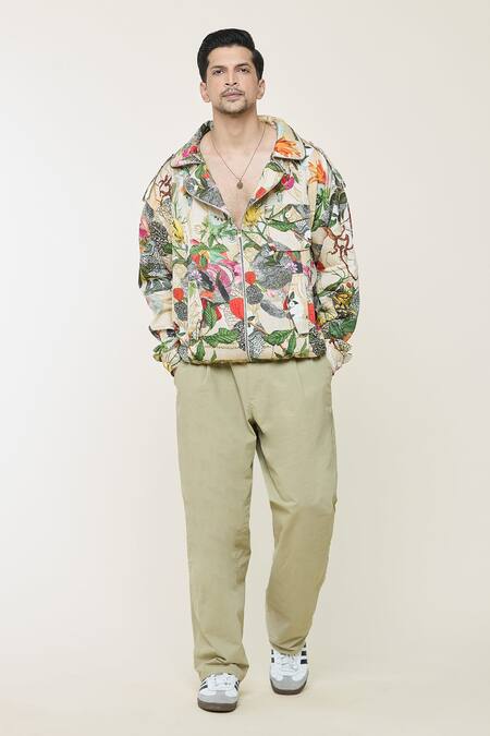 Buy Mahima Mahajan Multi Color Silk, Polyester Tropical Jungle Print Jacket Online at Aza Fashions Buy_Mahima Mahajan_Multi Color Silk, Polyester Tropical Jungle Print Jacket_Online_at_Aza_Fashions
