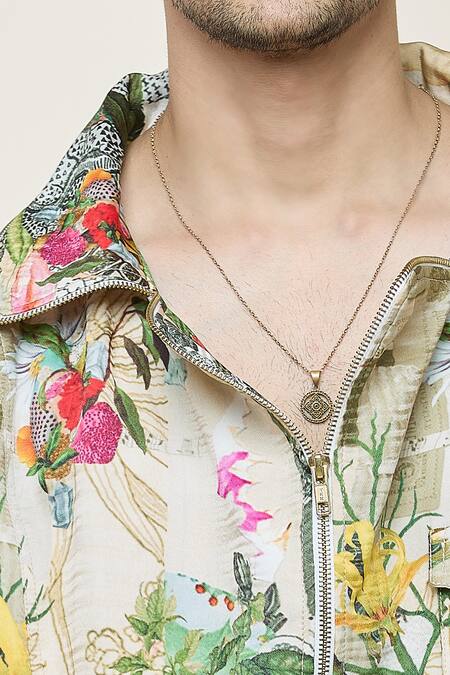 Mahima Mahajan Multi Color Silk, Polyester Tropical Jungle Print Jacket at Aza Fashions Mahima Mahajan_Multi Color Silk, Polyester Tropical Jungle Print Jacket_at_Aza_Fashions