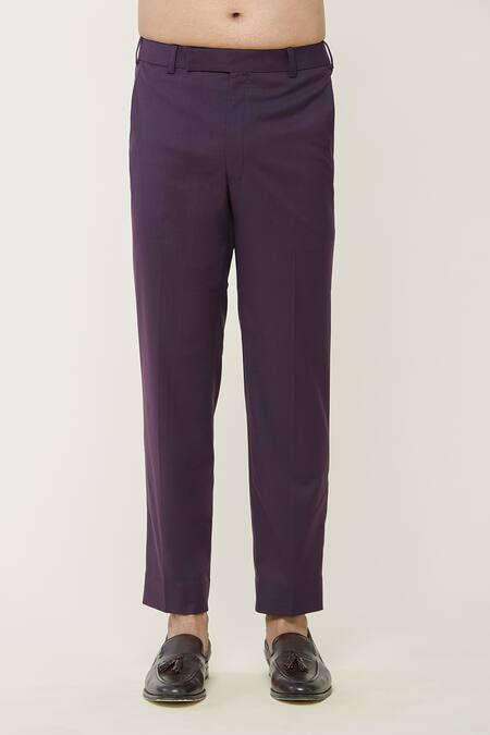 Buy_Gargee Designers_Purple Polyester Pintucked Bandhgala And Pant Set 