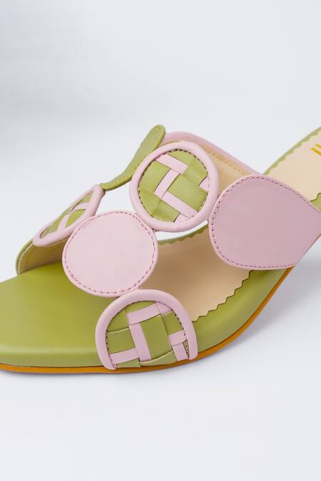 House Of Prisca_Green Hand Weave Coral Heels _Online_at_Aza_Fashions