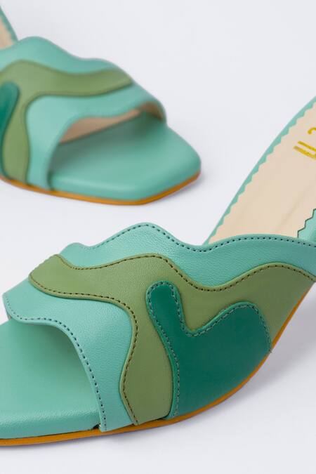 House Of Prisca_Green Wave Vegan Leather Heels_Online_at_Aza_Fashions