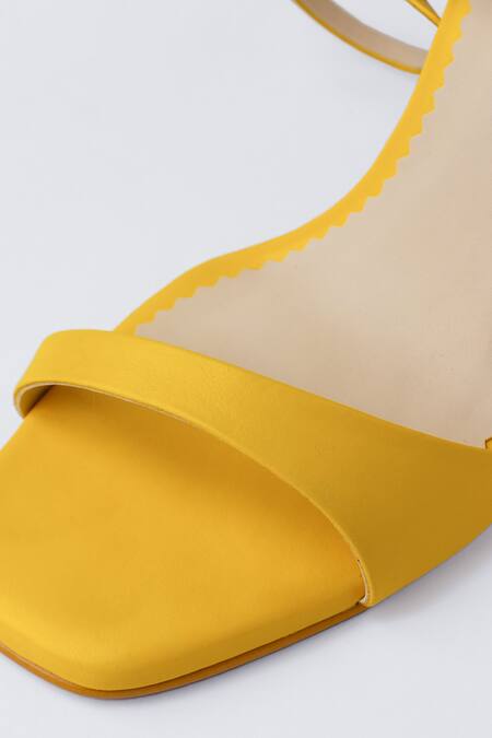 House Of Prisca_Yellow Sol Vegan Leather Heels_Online_at_Aza_Fashions