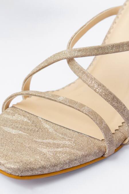 House Of Prisca_Gold Gleam Wedges_Online_at_Aza_Fashions