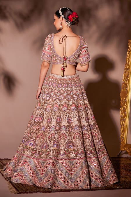 Chaashni By Maansi And Ketan Embroidered Mirror Work Bridal Lehenga Set 