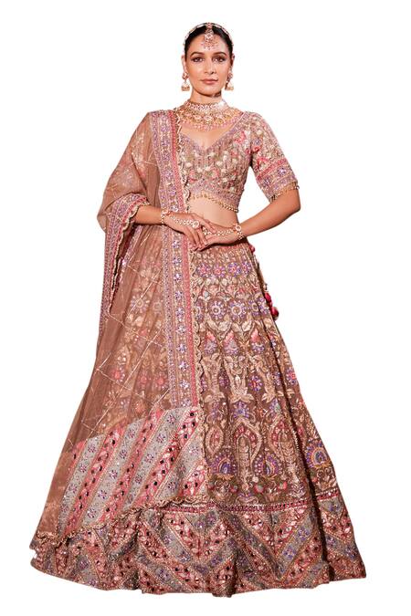 Buy Chaashni By Maansi And Ketan Beige Organza, Net Beads, Tassels, Pearls, Embroidered Work Bridal Lehenga Set Online at Aza Fashions Buy_Chaashni By Maansi And Ketan_Beige Organza, Net Beads, Tassels, Pearls, Embroidered Work Bridal Lehenga Set _Online_at_Aza_Fashions