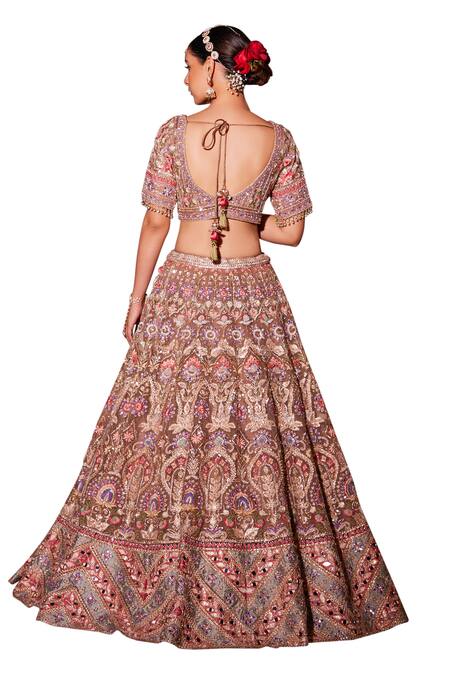 Buy Chaashni By Maansi And Ketan Beige Organza, Net Beads, Tassels, Pearls, Embroidered Work Bridal Lehenga Set Buy_Chaashni By Maansi And Ketan_Beige Organza, Net Beads, Tassels, Pearls, Embroidered Work Bridal Lehenga Set