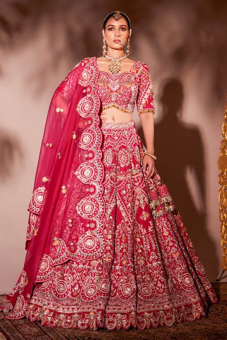 Chaashni by Maansi and Ketan Beads & Mirror Work Bridal Lehenga Set 