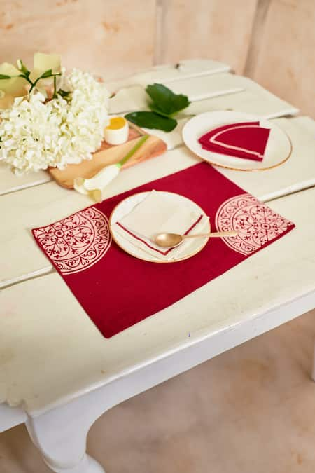 Inheritance India Rangoli Block Print 4 Pcs Table Mats 