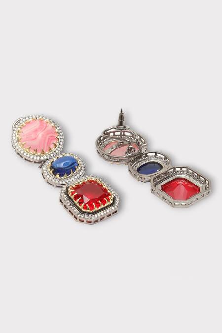 Zaza By Somya Multi Color Stones Grace Studded Earrings Online at Aza Fashions Zaza By Somya_Multi Color Stones Grace Studded Earrings _Online_at_Aza_Fashions