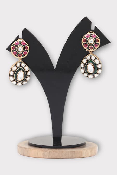 Zaza By Somya Grace Polki Studded Drop Pattern Earrings 