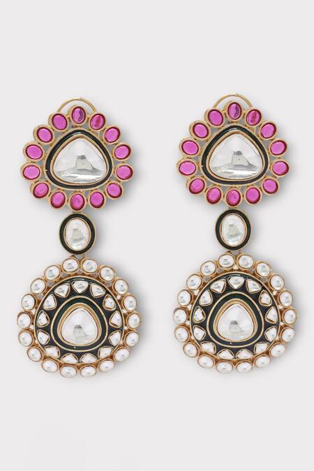 Buy Zaza By Somya Pink Pearls, Crystals Radiant Floral Kundan Studded Earrings Online at Aza Fashions Buy_Zaza By Somya_Pink Pearls, Crystals Radiant Floral Kundan Studded Earrings _Online_at_Aza_Fashions
