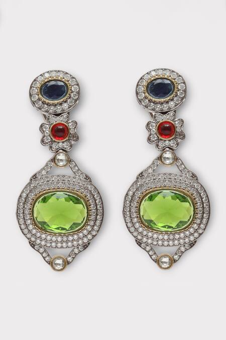 Zaza By Somya Multi Color Stones Evoke Floral Studded Long Necklace Set Online at Aza Fashions Zaza By Somya_Multi Color Stones Evoke Floral Studded Long Necklace Set _Online_at_Aza_Fashions