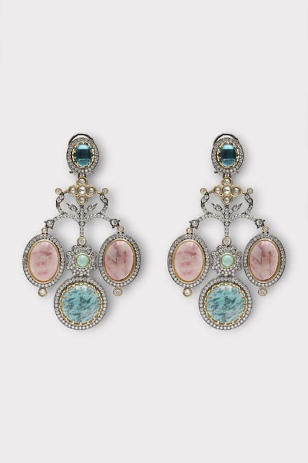 Zaza By Somya Multi Color Stones Floral Vine Studded Necklace Set Online at Aza Fashions Zaza By Somya_Multi Color Stones Floral Vine Studded Necklace Set _Online_at_Aza_Fashions