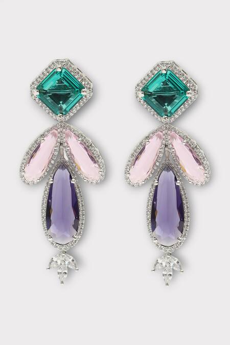 Zaza By Somya Multi Color Stones Admiration Studded Drop Necklace Set Online at Aza Fashions Zaza By Somya_Multi Color Stones Admiration Studded Drop Necklace Set _Online_at_Aza_Fashions