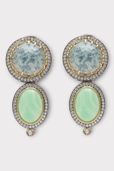 Zaza By Somya Multi Color Stones Exquisite Floral Studded Pendant Necklace Set Online at Aza Fashions Zaza By Somya_Multi Color Stones Exquisite Floral Studded Pendant Necklace Set _Online_at_Aza_Fashions