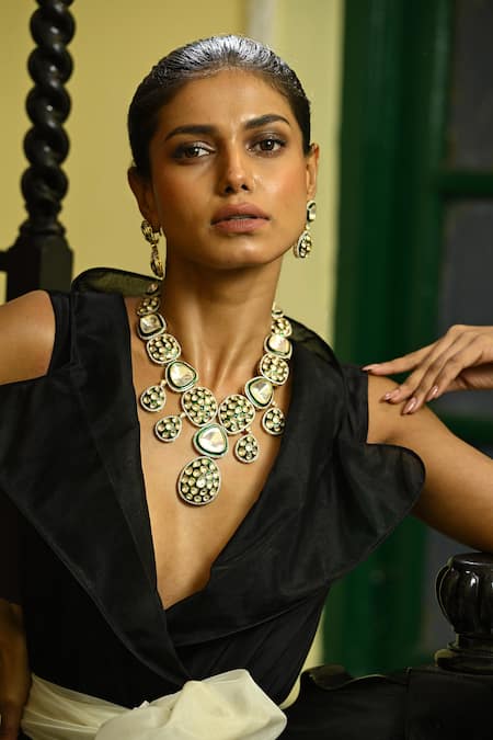 Zaza By Somya Modiste Kundan Polki Studded Necklace Set 