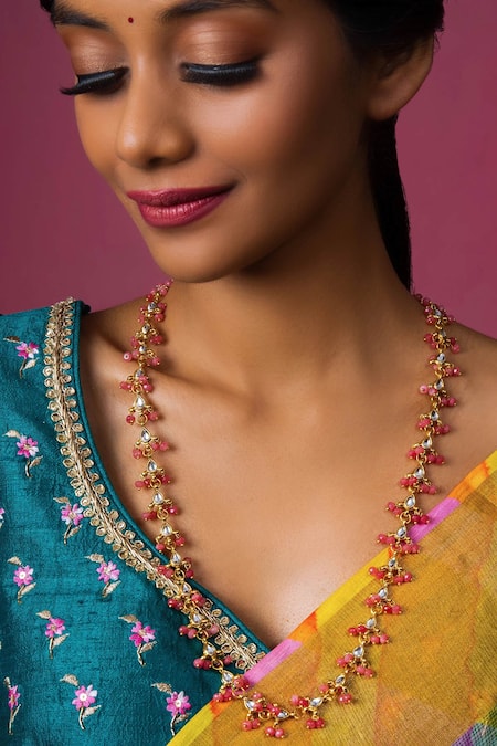 Queens Jewels Green Biya Kundan Embellished Mala 