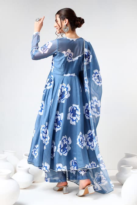 Pomcha Jaipur Floral Gota Lace Anarkali Set 