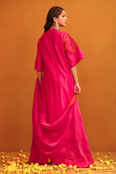 Omana By Ranjana Bothra Floral Applique Kurta Trouser Set 