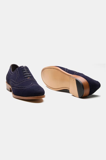 Kozasko Navy Suede Wingtip Oxfords 