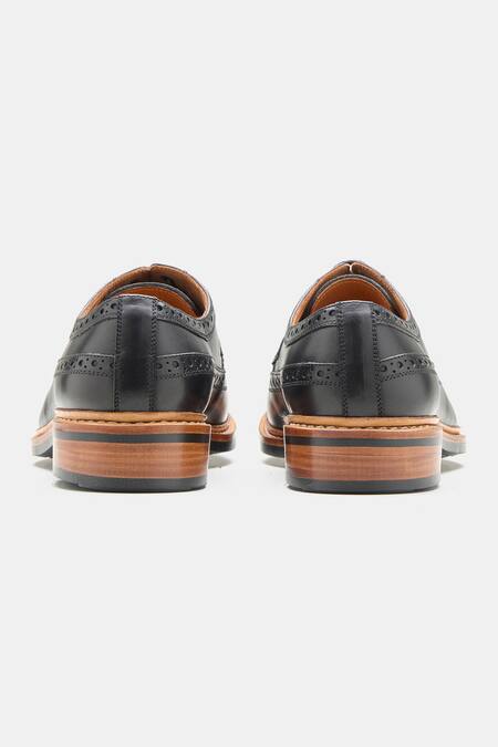 Buy_Kozasko_Black Stitchline Thread Goodyear Welted Longwing Blucher Shoes _Online_at_Aza_Fashions