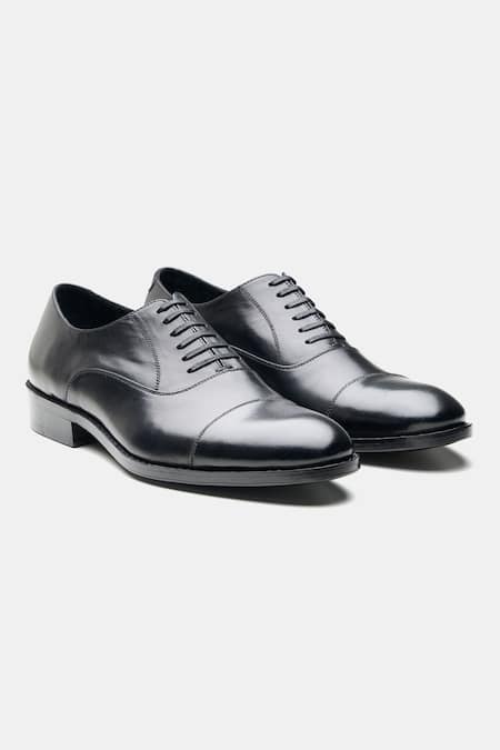 Kozasko Black Stitchline Thread Classic Goodyear Welted Captoe Oxfords 