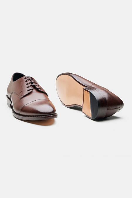 Kozasko Brown Stitchline Thread Goodyear Welted Captoe Derby Shoes Online at Aza Fashions Kozasko_Brown Stitchline Thread Goodyear Welted Captoe Derby Shoes _Online_at_Aza_Fashions
