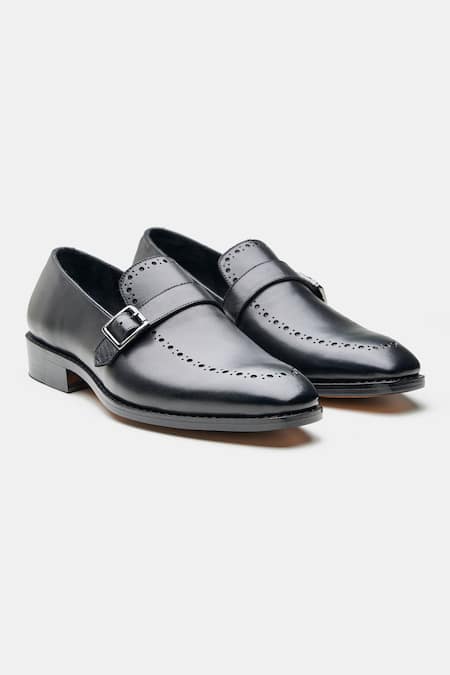 Kozasko Black Goodyear Welted Leather Strap Loafers 