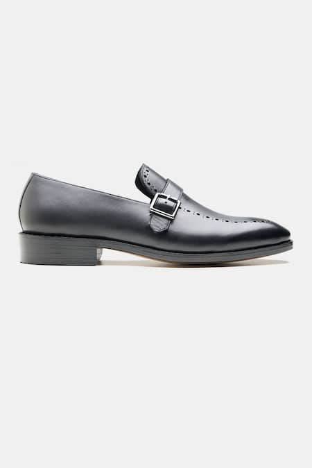 Shop Kozasko Black Goodyear Welted Leather Strap Loafers Online at Aza Fashions Shop_Kozasko_Black Goodyear Welted Leather Strap Loafers _Online_at_Aza_Fashions