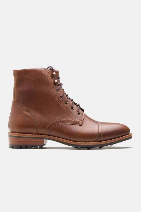 Kozasko Brown Goodyear Welted Oil Pull Up Leather Boots Online at Aza Fashions Kozasko_Brown Goodyear Welted Oil Pull Up Leather Boots _Online_at_Aza_Fashions