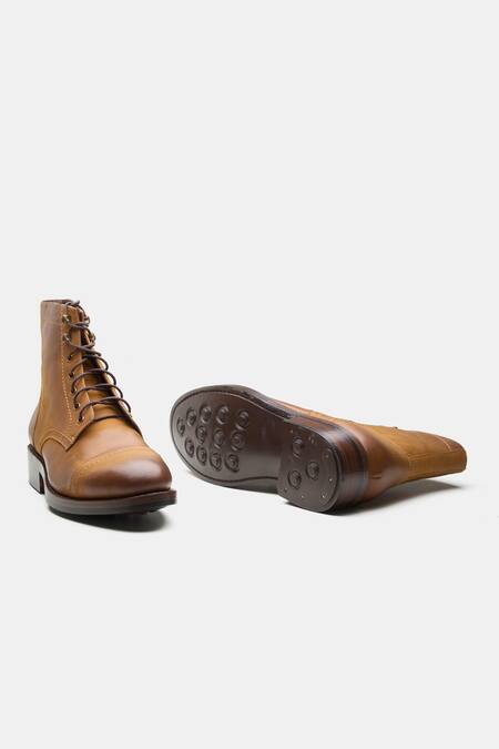 Buy_Kozasko_Brown Goodyear Welted Nubuck Moctoe Boots _Online_at_Aza_Fashions