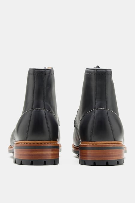 Kozasko Black Goodyear Welted Moctoe Boots Online at Aza Fashions Kozasko_Black Goodyear Welted Moctoe Boots _Online_at_Aza_Fashions