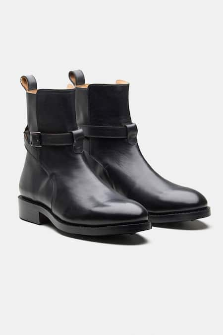 Kozasko Black Goodyear Welted Buckle Strap Boots 