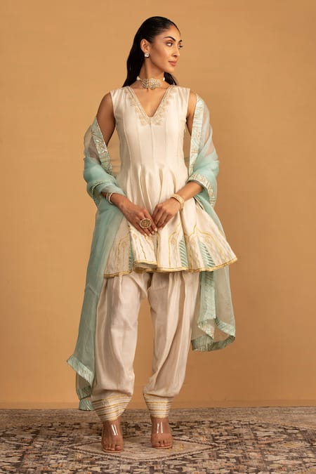 Esha Koul Gota Embroidered Peplum Kurta & Salwar Set 