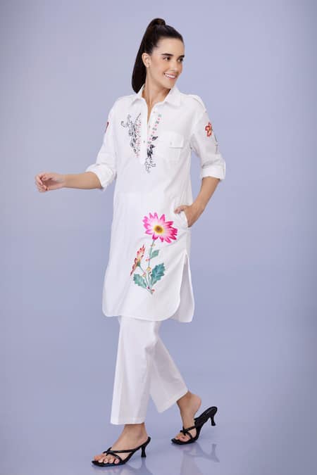 DILNAZ Aster Flora Embroidered Tunic With Trouser 