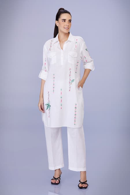 DILNAZ Ivy Vine Embroidered Pathani Tunic With Trouser 