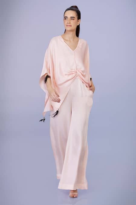 DILNAZ Draped Kaftan With Jumpsuit 