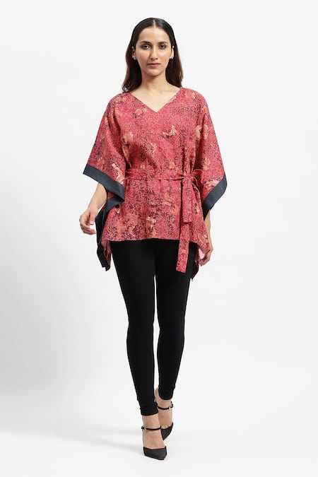 Satya Paul Madder Floral Print Kaftan 