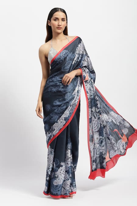 Satya Paul An Early Dinner Embellished Saree With Running Blouse 