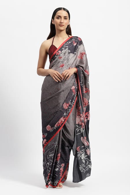 Satya Paul Nimbus Snow Embellished Saree With Running Blouse 